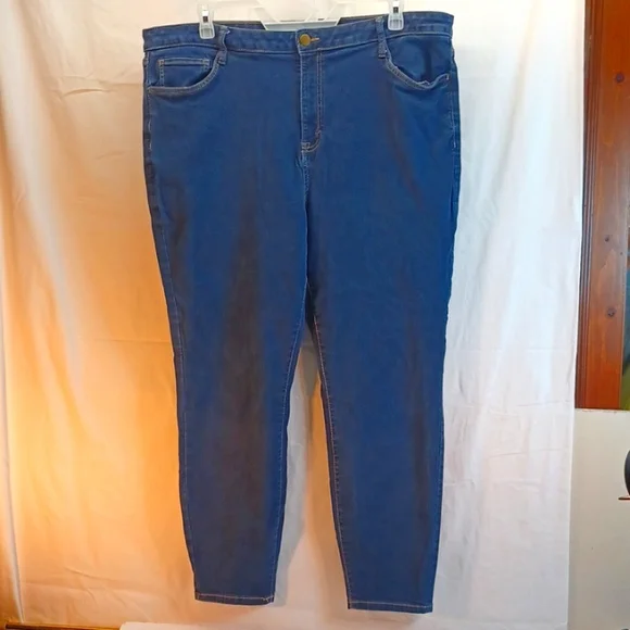 EVRI High Rise Skinny Stretch Jeans 22 Women's Long Dark Wash - Picture 2 of 6